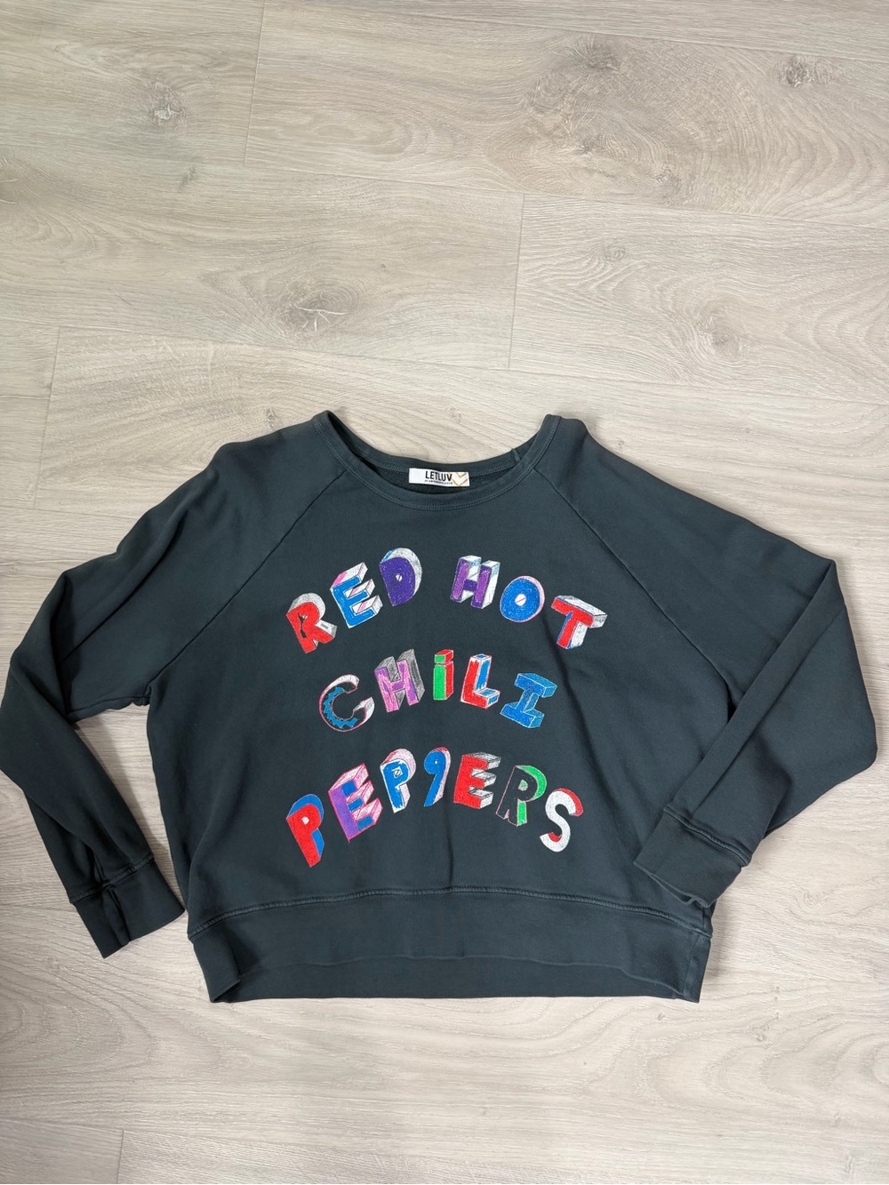Anthropologie Black Sweatshirt with Multicolor 'Red Hot Chili Peppers' Lettering